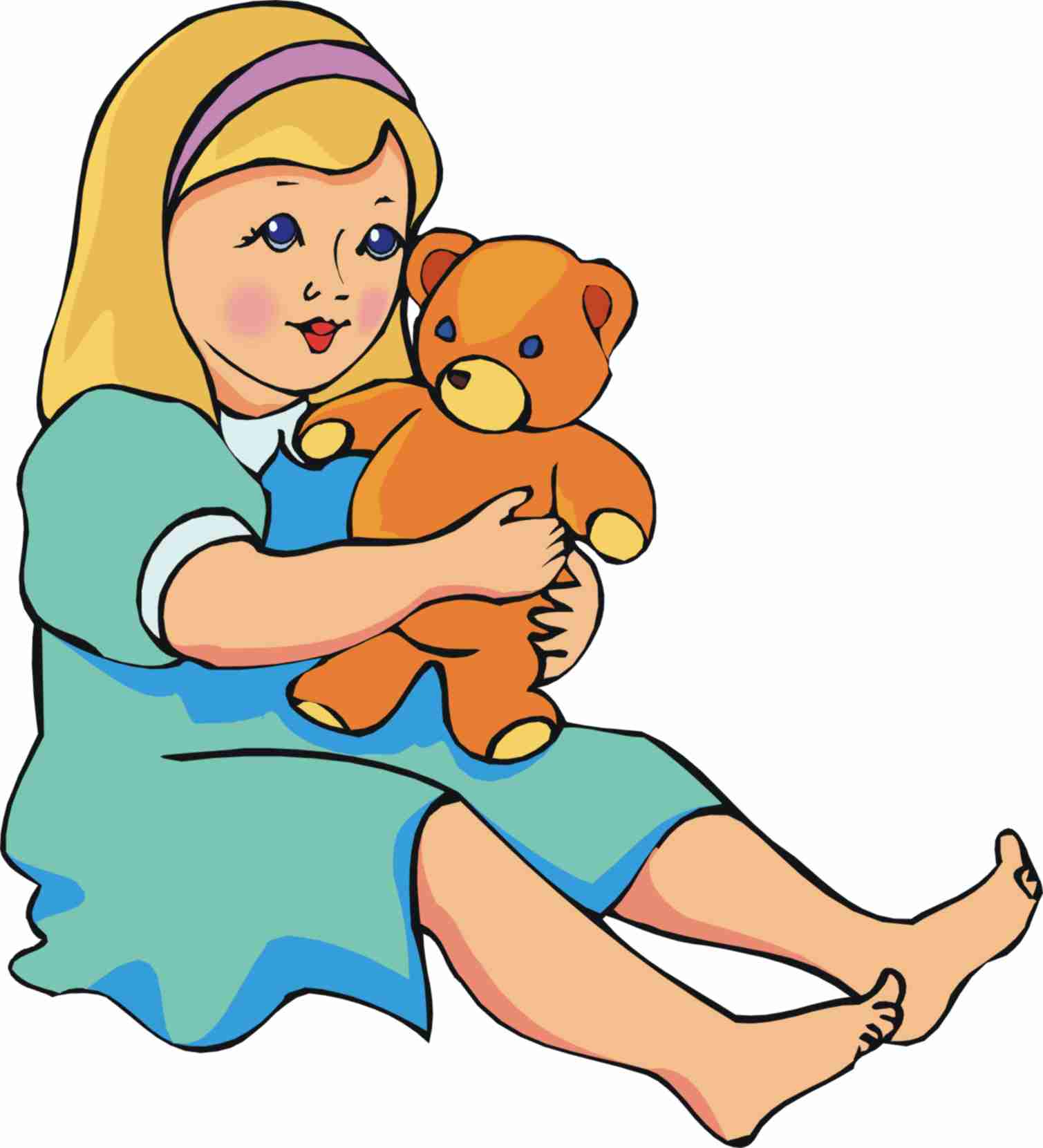 Illustration Mädchen mit Teddy